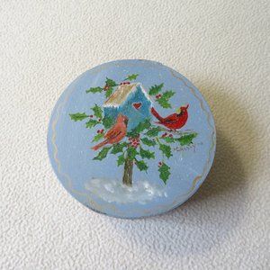 Holiday Birdhouse & Cardinal Painted Box